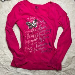 Hot pink butterfly baby tee